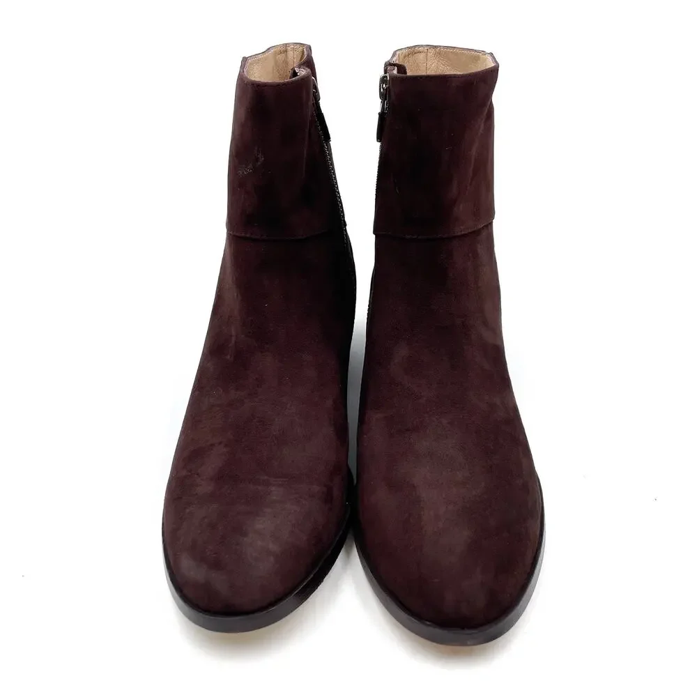 Eileen Fisher Anja Boots Chocolate Brown Suede Block Heel Ankle Sz‎ 10 - Picture 5 of 10